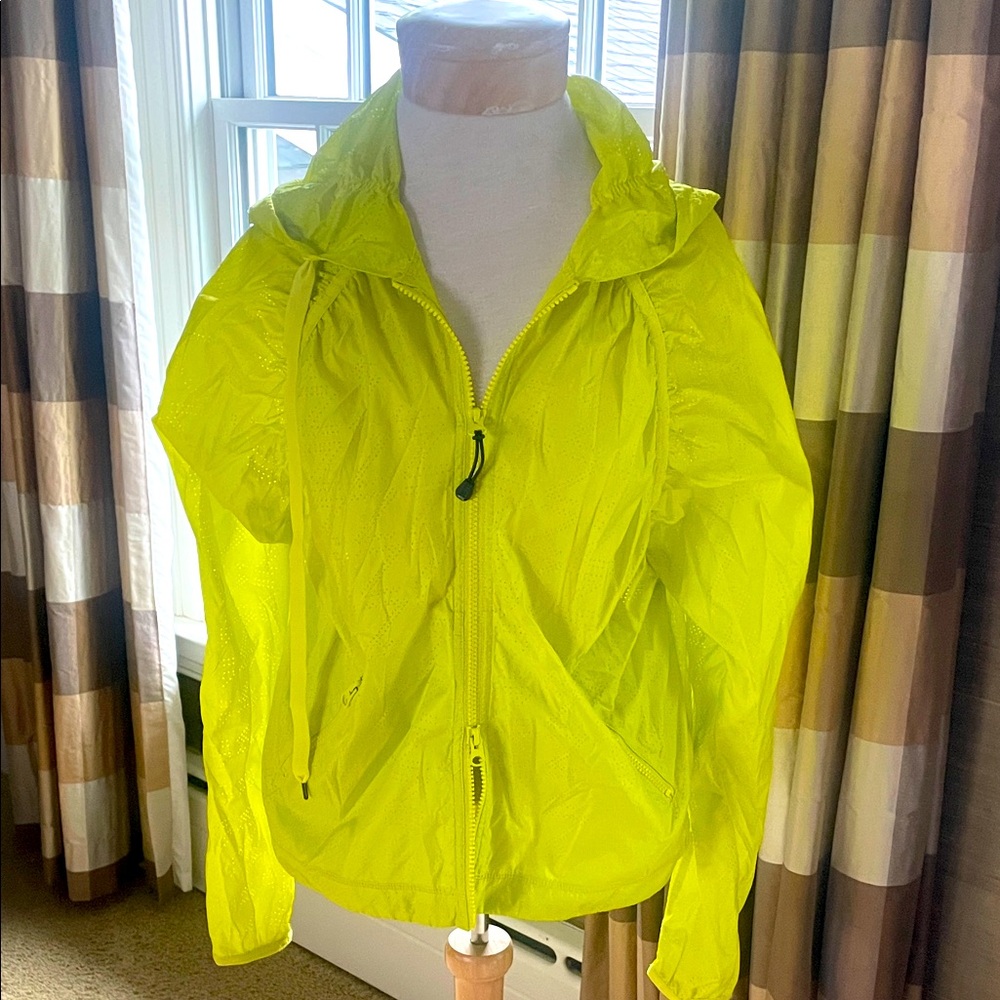Lightweight Neon Yellow Windbreaker Jacket - Women in EUC